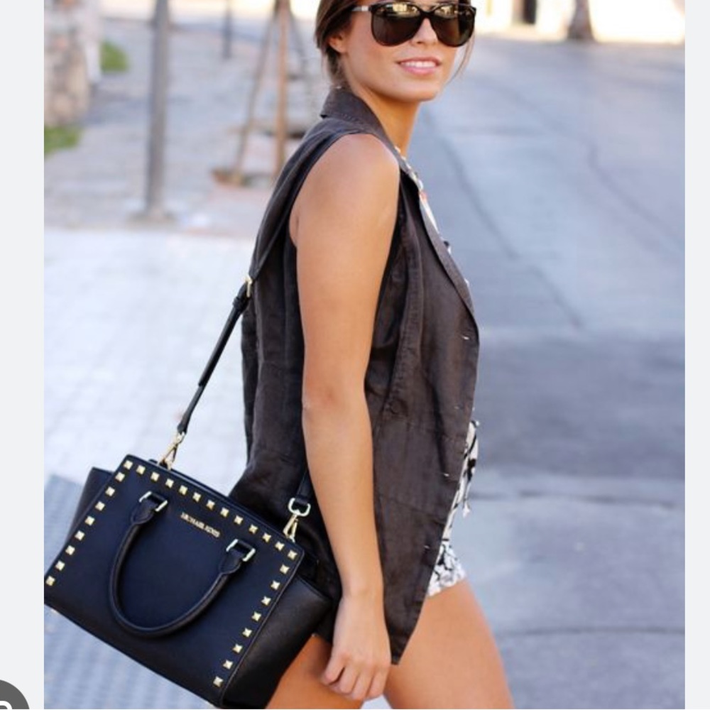 NWOT Michael Kors Selma Studded Medium Satchel Bag